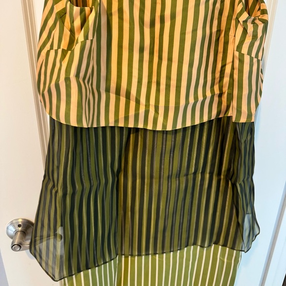 NWT Christian Wijnants Danai Peach Khaki Green Stripes Midi Dress | XL - Picture 6 of 10